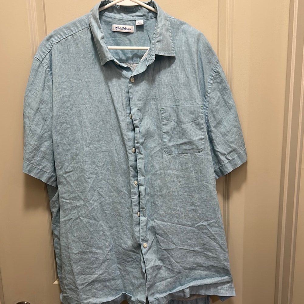 Light Blue Casual Button Down Shirt Relaxed Fit